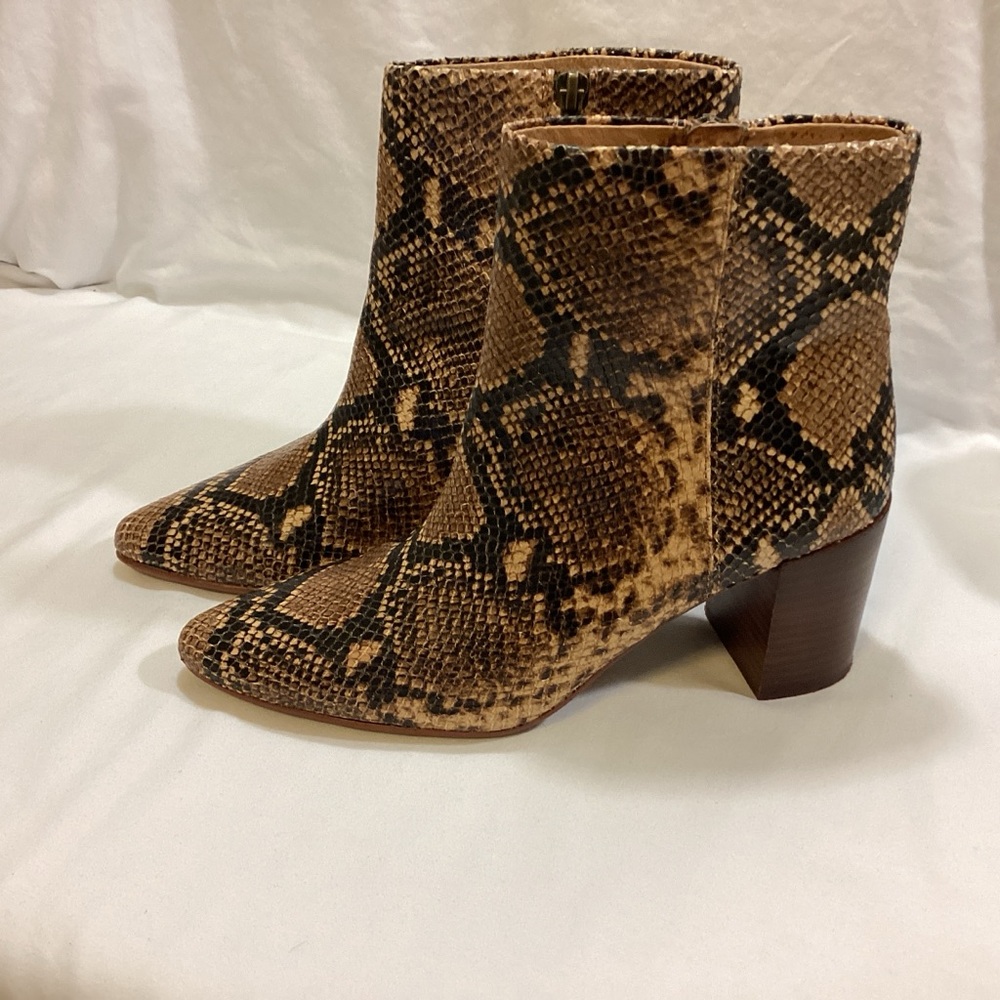 Madewell Leather Snakeskin Embossed Ankle Booties SZ 8